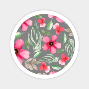 Pink Florals | Watercolor | Pattern | Grey Sticker